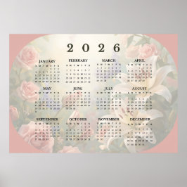 2026 Horizontaler Wandkalender Poster