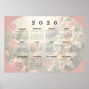 2026 Horizontaler Wandkalender Poster