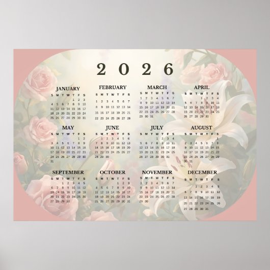 2026 Horizontaler Wandkalender Poster (Vorne)