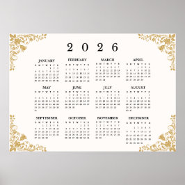 2026 Horizontaler Wandkalender Poster