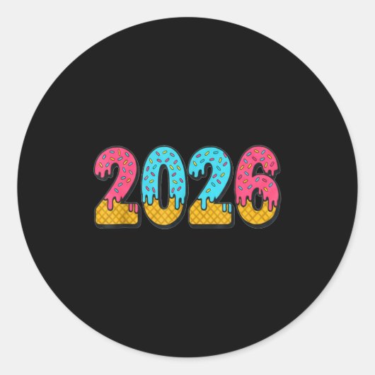2026 Ice Cream Drip Meme New Year Gen Alpha Slang  Runder Aufkleber (Vorderseite)