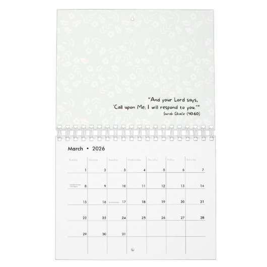 2026 Islamic Calendar with Quran Quotes (small) Kalender (Mär 2026)
