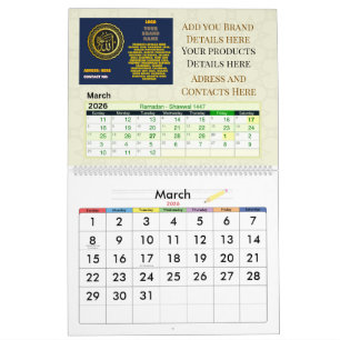 2026 Islamischer Hijri-Kalender   Gregorianisch +  Kalender