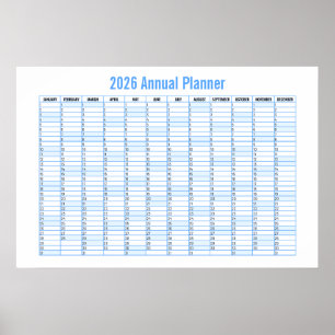 2026 Jahr-auf-einen-Blick-Wandplaner-Kalender Poster