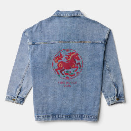 2026 Jahr des Feuerpferdes Chinesisches Sternzeich Jeansjacke