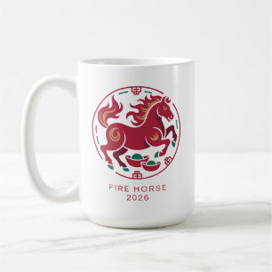 2026 Jahr des Feuerpferdes Chinesisches Sternzeich Kaffeetasse