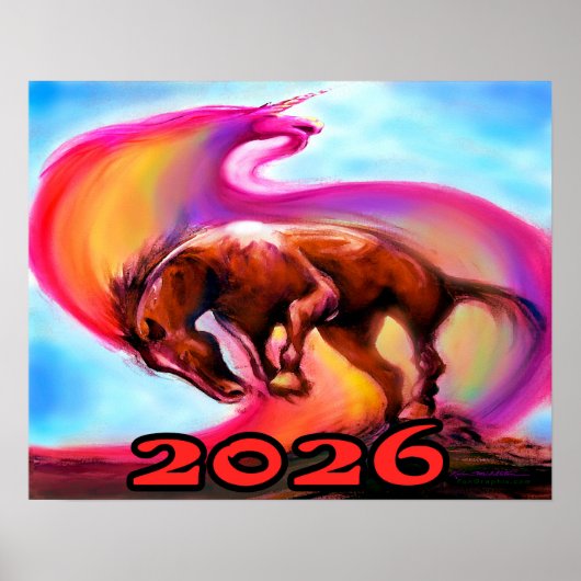 2026 Jahr des Feuerpferdes Poster (Vorne)