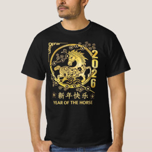 2026 Jahr des Feuerpferds Chinesisches Horoskop T- T-Shirt