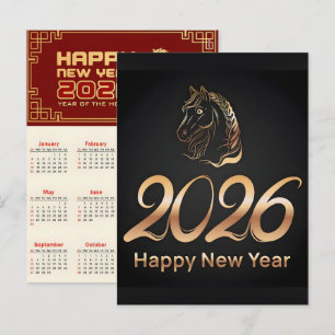2026 Jahr des Pferdes Chinesischer Wandkalender Feiertagspostkarte