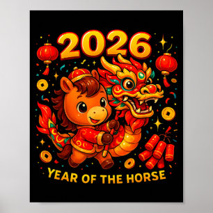 2026 Jahr des Pferdes Süße Lunar Newyear Kunst Poster