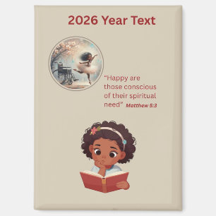 2026 Jahr Text Mädchen liest Magnet