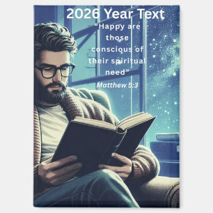 2026 Jahr Text Mann liest Magnet