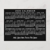 2026 Jahres-Monats-Kalender Klassisch Schwarz und