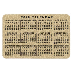 2026 Jahresmonatskalender Hell Kaffeebohnen Magnet