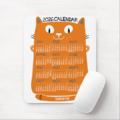2026 Jahresmonatskalender Mid-Century Orange Katze Mousepad (Mit Mouse)