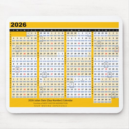 2026 Julián Date (Day-Number) Calendar Mousepad (Vorne)