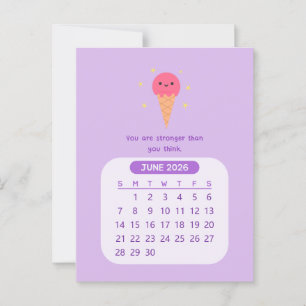 2026 Juni Monatskalender Kawaii Motivationskalende Postkarte