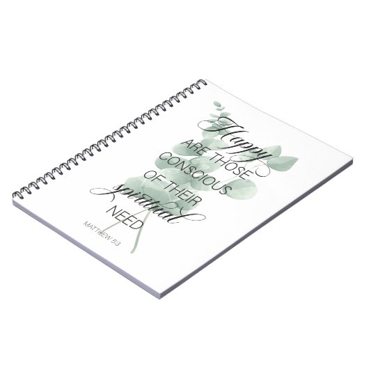 2026 JW Jahr Text Matthew 5:3 mit Eukalyptus Notizblock (Linke Seite)