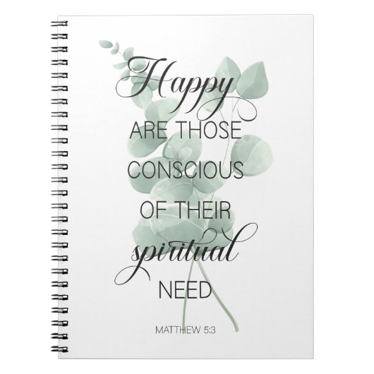 2026 JW Jahr Text Matthew 5:3 mit Eukalyptus Notizblock (Vorderseite)