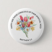 2026 JW Year Text Matthew 5v3 Spring Flowers Button (Vorderseite)