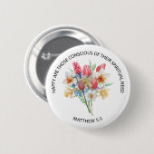 2026 JW Year Text Matthew 5v3 Spring Flowers Button (Vorne & Hinten)