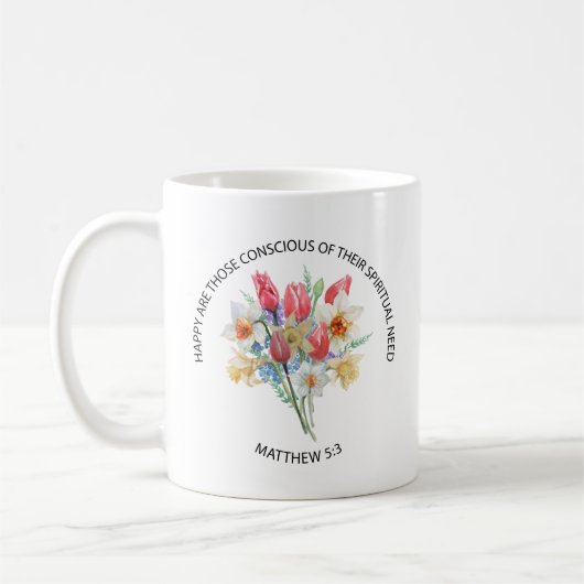 2026 JW Year Text Matthew 5v3 Spring Flowers Kaffeetasse (Links)