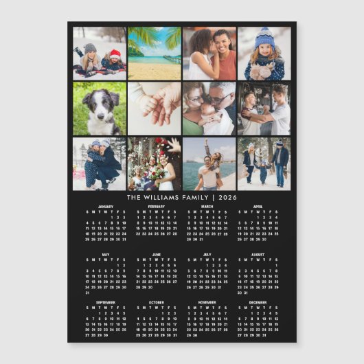 2026 Kalender 12 Foto Collage Magnet (Vorderseite)