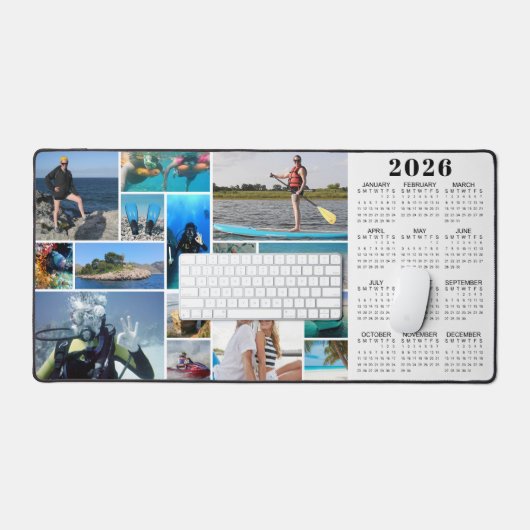 2026 Kalender 15 Fotos Monogramm benutzerdefiniert Schreibtischunterlage (Tastatur & Maus)