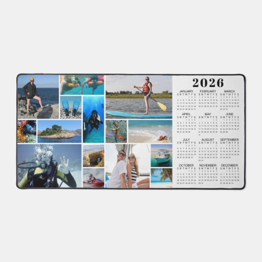 2026 Kalender 15 Fotos Monogramm benutzerdefiniert Schreibtischunterlage (Vorderseite)