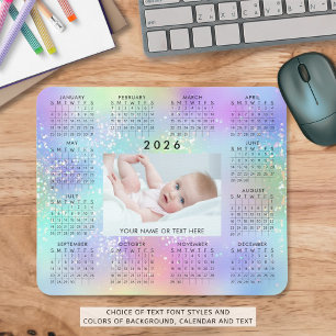 2026 Kalender 1 Foto Rainbow Glitzer Mousepad