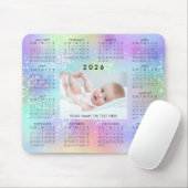 2026 Kalender 1 Foto Rainbow Glitzer Mousepad (Mit Mouse)