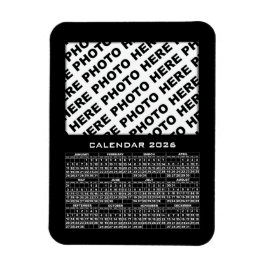 2026 Kalender 1 Fotos Magnet Schwarz hinzufügen