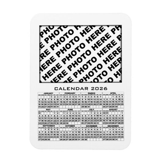 2026 Kalender 1 Fotos Magnet Weiß hinzufügen (Vertikal)