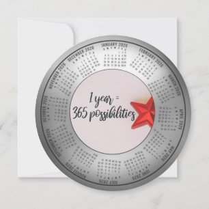 2026 Kalender 1 Jahr = 365 Möglichkeiten Rund Feiertagskarte