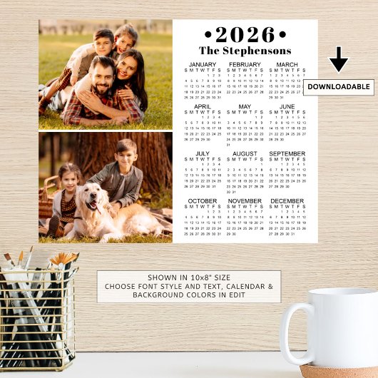 2026 Kalender 2 Fotos Personalisiertes Poster