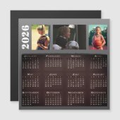 2026 Kalender 3 Fotocollage Magnet-Karte Magnetkarte (Vorne/Hinten)