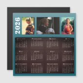 2026 Kalender 3 Fotocollage Magnet-Karte Magnetkarte (Vorne/Hinten)