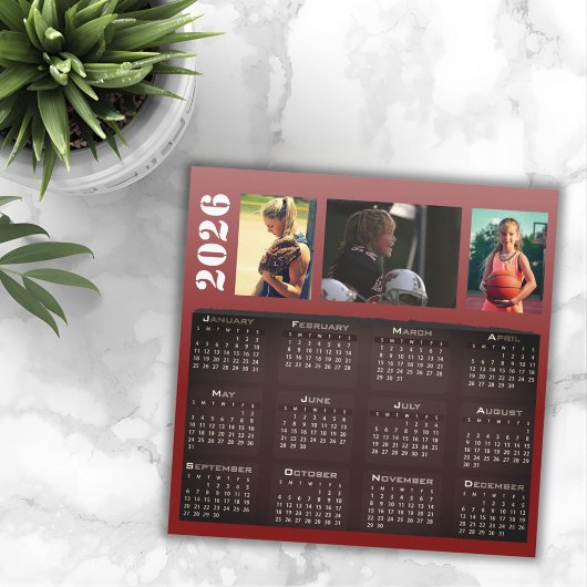 2026 Kalender 3 Fotocollage Magnet-Karte Magnetkarte