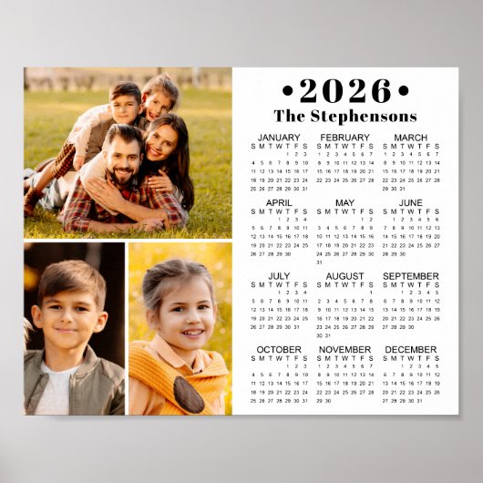 2026 Kalender 3 FotoCollage Personalisiertes Poste Poster (Vorne)