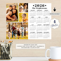 2026 Kalender 4 Foto Collage Personalisiertes Post