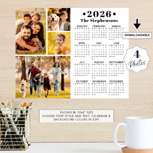 2026 Kalender 4 Foto Collage Personalisiertes Post Poster