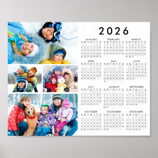 2026 Kalender 4 Foto Einfacher Poster (Vorne)