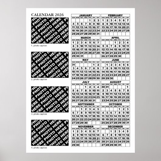 2026 Kalender 4 Fotos Poster 24x32in hinzufügen (Vorne)