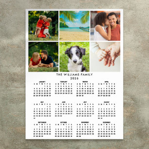 2026 Kalender 6 Foto Collage Modern Poster