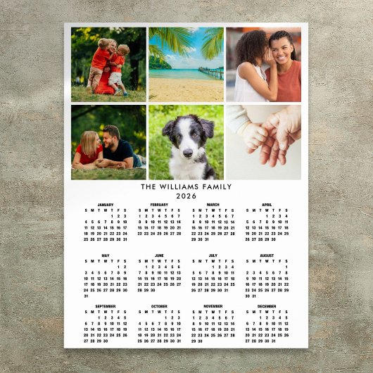 2026 Kalender 6 Foto Collage Modern Poster