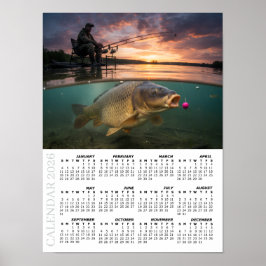 2026 Kalender, Angeln, Karpfen / Fisch Poster