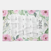 2026 Kalender Aquarell Eukalyptus Rosa Geschirrtuch (Horizontal)