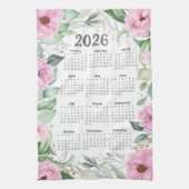 2026 Kalender Aquarell Eukalyptus Rosa Geschirrtuch (Vertikal)