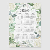 2026 Kalender Aquarell Eukalyptus Weiße Blüte Magnetkarte (Vorderseite)