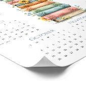 2026 Kalender auf einer Seite Gestapelte Bücher He Poster (Ecke)
